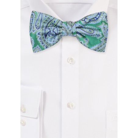 Paisley BowTie in Light Blue and Kelly Green