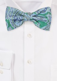 Paisley BowTie in Light Blue and Kelly Green