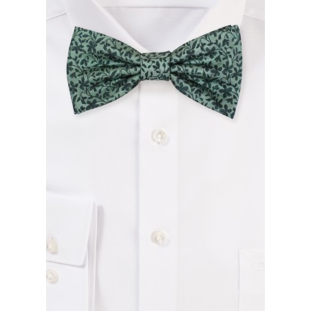 Sage Bow Tie with Florals in Emerald