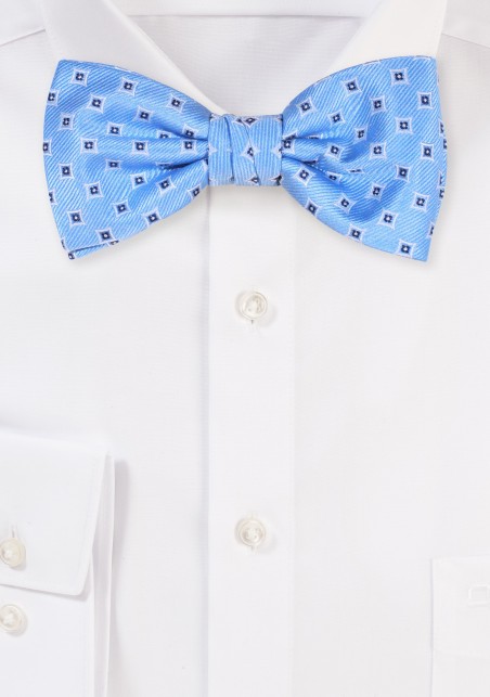 Soft Blue Bow Tie | Diamond Design Bowtie in Blue