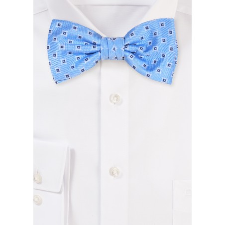Soft Blue Bow Tie | Diamond Design Bowtie in Blue