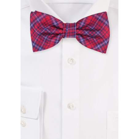 Tartan Bow Tie | Wine Red and Lilac Bow Tie in Tartan Check