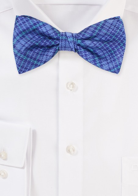 Blue Tartan Bow Tie | Mens Bow Tie in Blue Tartan Check