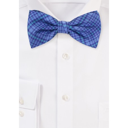 Blue Tartan Bow Tie | Mens Bow Tie in Blue Tartan Check