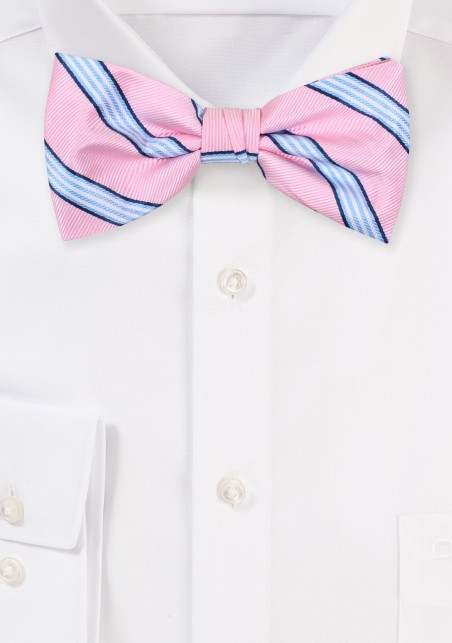Candy Pink Striped Bow Tie