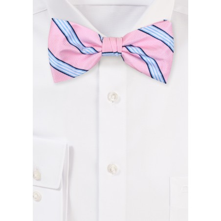 Candy Pink Striped Bow Tie