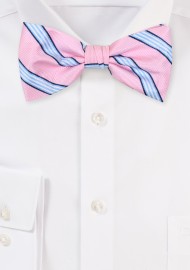 Candy Pink Striped Bow Tie