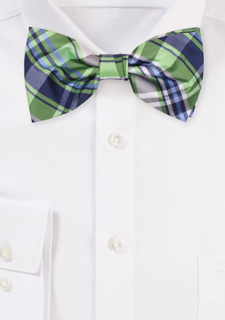 Tartan Bow Tie in Navy, Turquoise, Gray