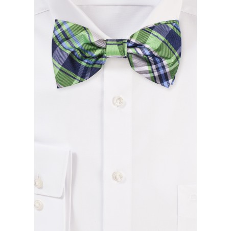 Tartan Bow Tie in Navy, Turquoise, Gray