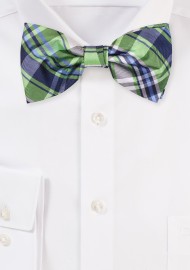 Tartan Bow Tie in Navy, Turquoise, Gray