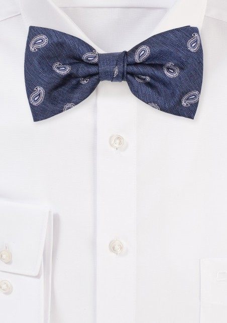 Denim Blue Paisley Bow Tie