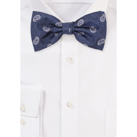 Denim Blue Paisley Bow Tie