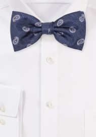 Denim Blue Paisley Bow Tie