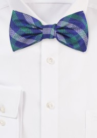 Gingham Bow Tie | Navy and Green Bow Tie with Gingham Check