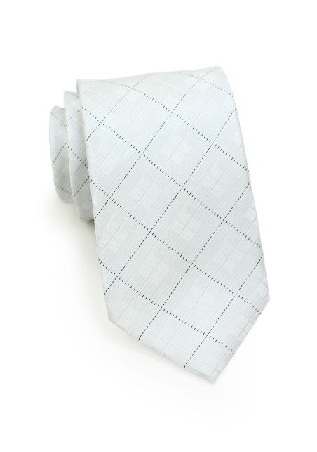 XXL Length White Plaid Tie