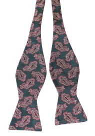 Silk Bow Tie in Hunter and Gold | Paisley Silk Bow Tie in Hunter Green and Gold