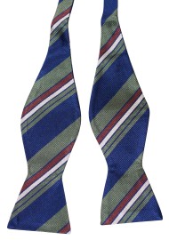 Navy and Moss Self Tie Bow Tie with Repp Stripes