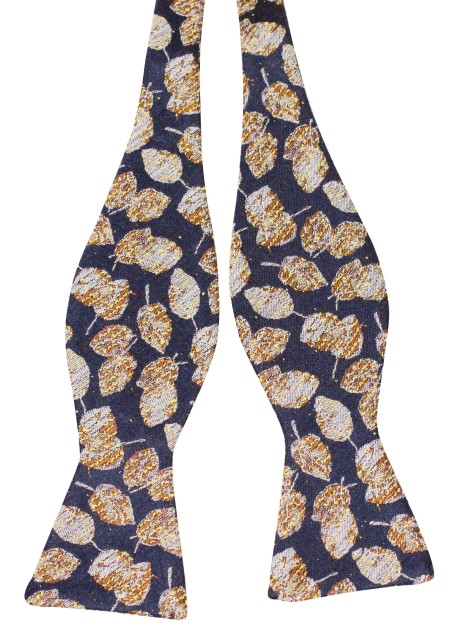 Vintage Silk Bow Tie | Retro Silk Bow Tie in Gold and Brown Autumn Leaves