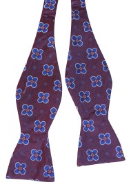 Merlot Red Flora Bow Tie | Self-Tie Bowtie in Merlot Red and Blue