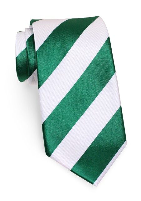 Classic Striped Tie in Hunter and White