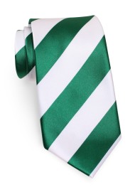 Classic Striped Tie in Hunter and White