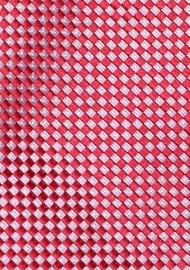 Micro Check Patterned Tie in Red and Silver