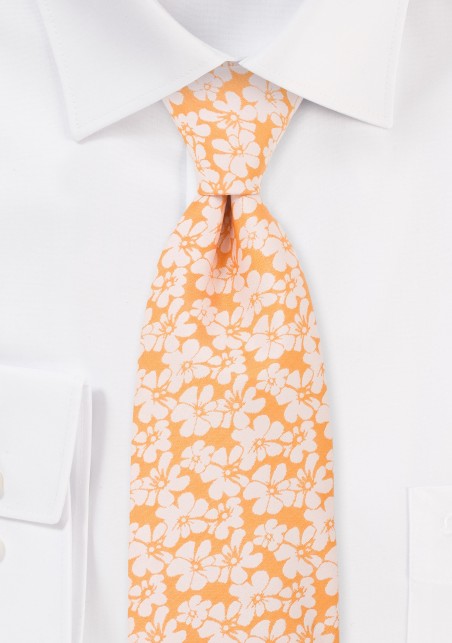 Hawaiian Floral Tie in Orange