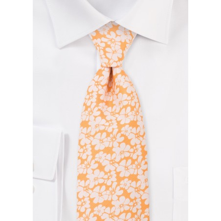 Hawaiian Floral Tie in Orange
