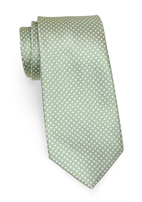 Narrow Micro Dot Necktie in Sage