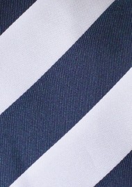 Extra Long Striped Tie in Navy and Silver