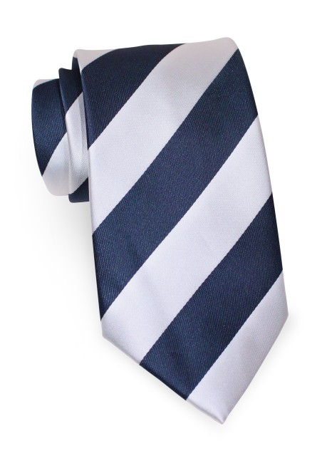 Striped Tie in Navy and Silver