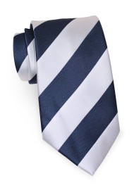 Striped Tie in Navy and Silver