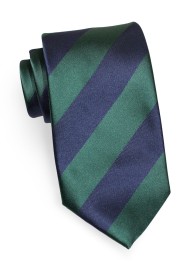 Classic Striped Necktie in Hunter Green and Dark Navy