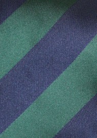 Classic Striped Necktie in Hunter Green and Dark Navy