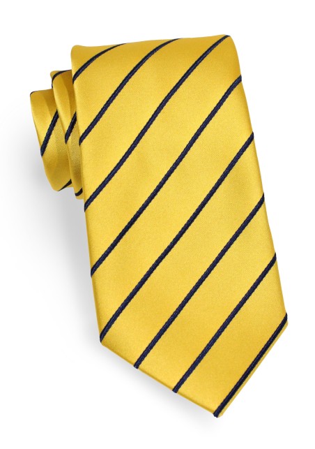 Menswear Striped Tie in Yellow and Dark Navy