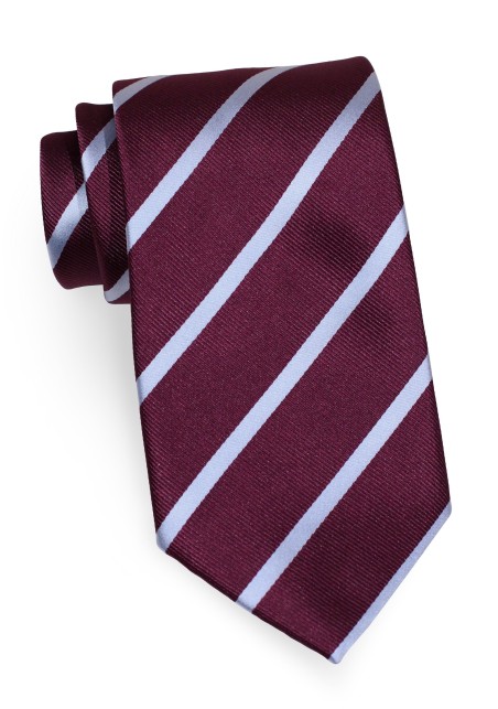 Deep Burgundy and Grey Striped Tie
