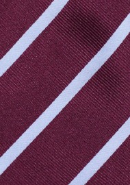 Deep Burgundy and Grey Striped Tie
