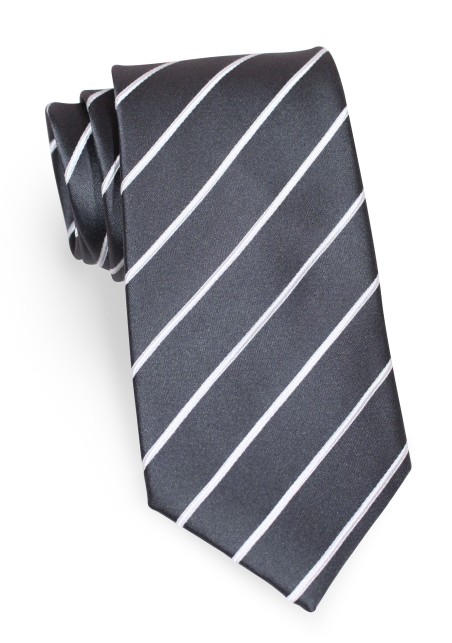 Dark Silver Striped Necktie