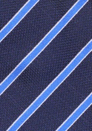 Blue Striped Extra Long Tie | XL Necktie in Navy with Horizon Blue Stripes