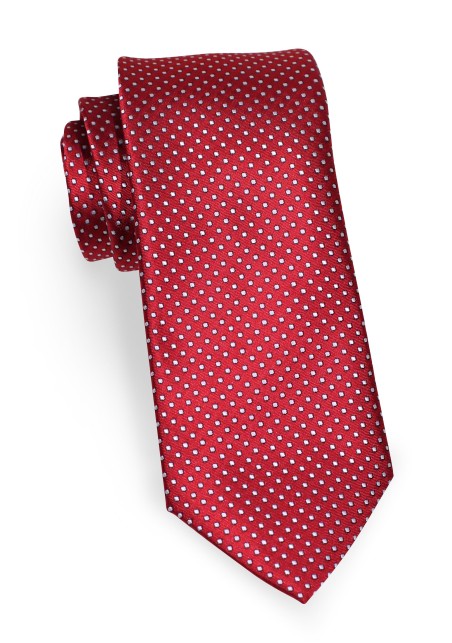 Pin Dot Necktie in Cherry Red