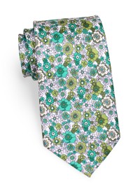 XL Floral Tie | Green and White Floral Tie in XL Length