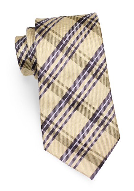 Mustard Yellow Necktie | Tartan Plaid Tie in Mustard Yellow