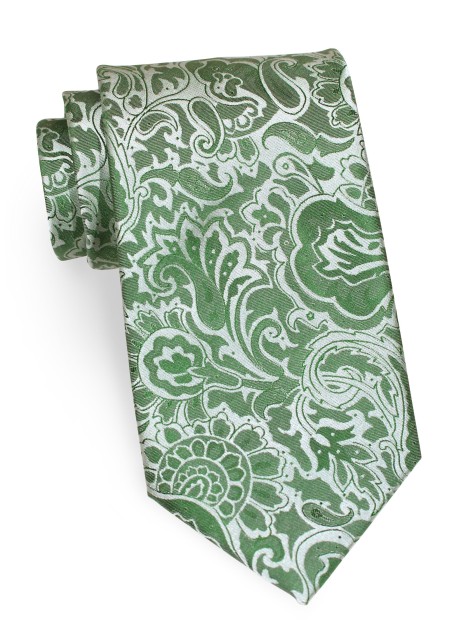 Clover Green Floral Paisley Tie
