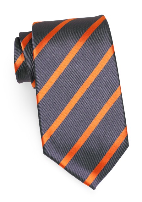 Gray and Orange Striped Necktie in XL Length