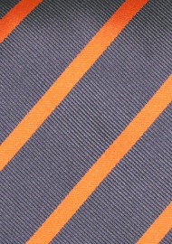 Gray and Orange Striped Necktie in XL Length