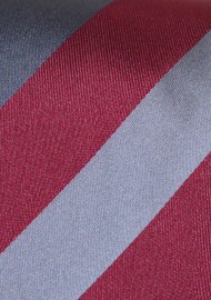 Striped Tie in Burgundy, Silver, Gray