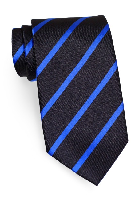 Repp Striped Tie in Black and Horizon Blue