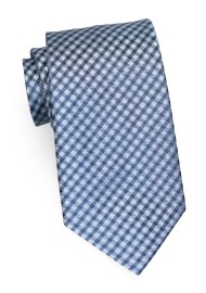 Blue Gingham Check Tie for Tall Men