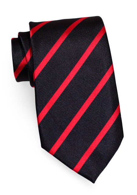 Modern Black Tie with Bright Red Stripes