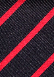 Modern Black Tie with Bright Red Stripes